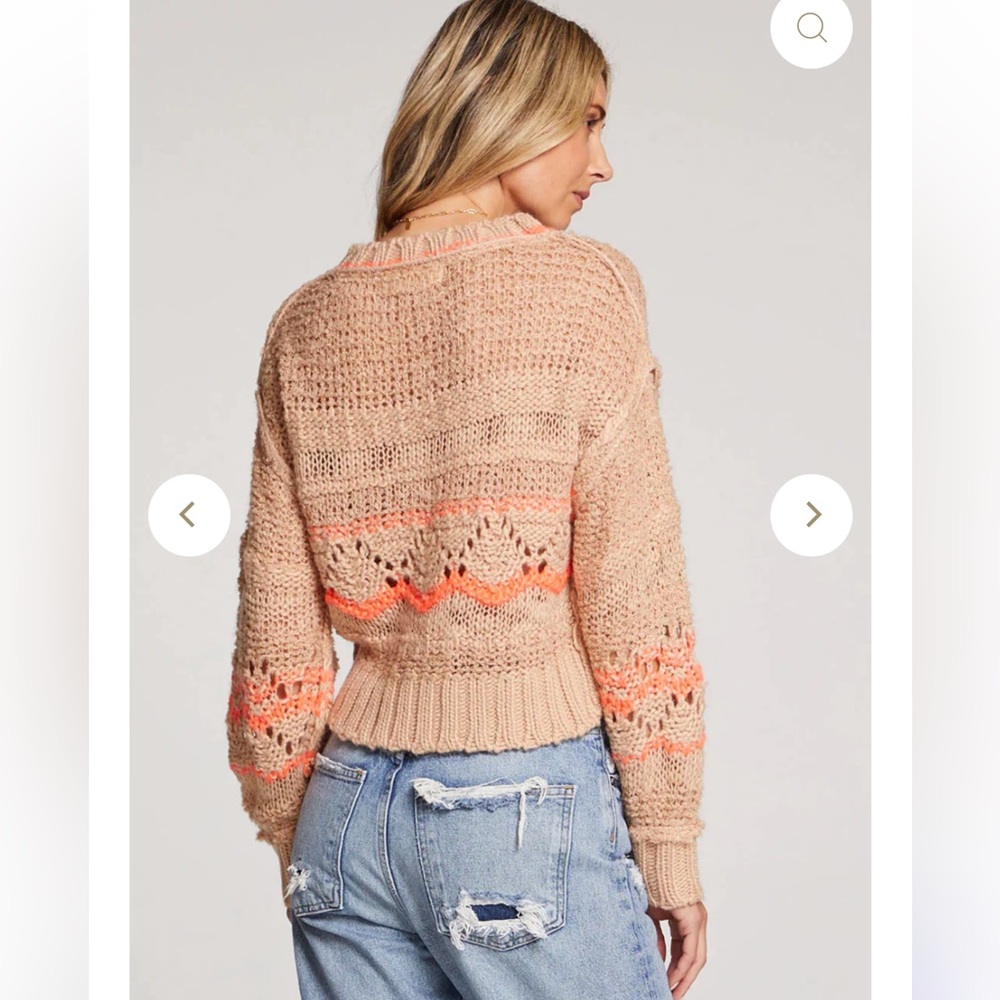 Saltwater Luxe Open Knit Sweater-Sand/Melon - Picture 3 of 8